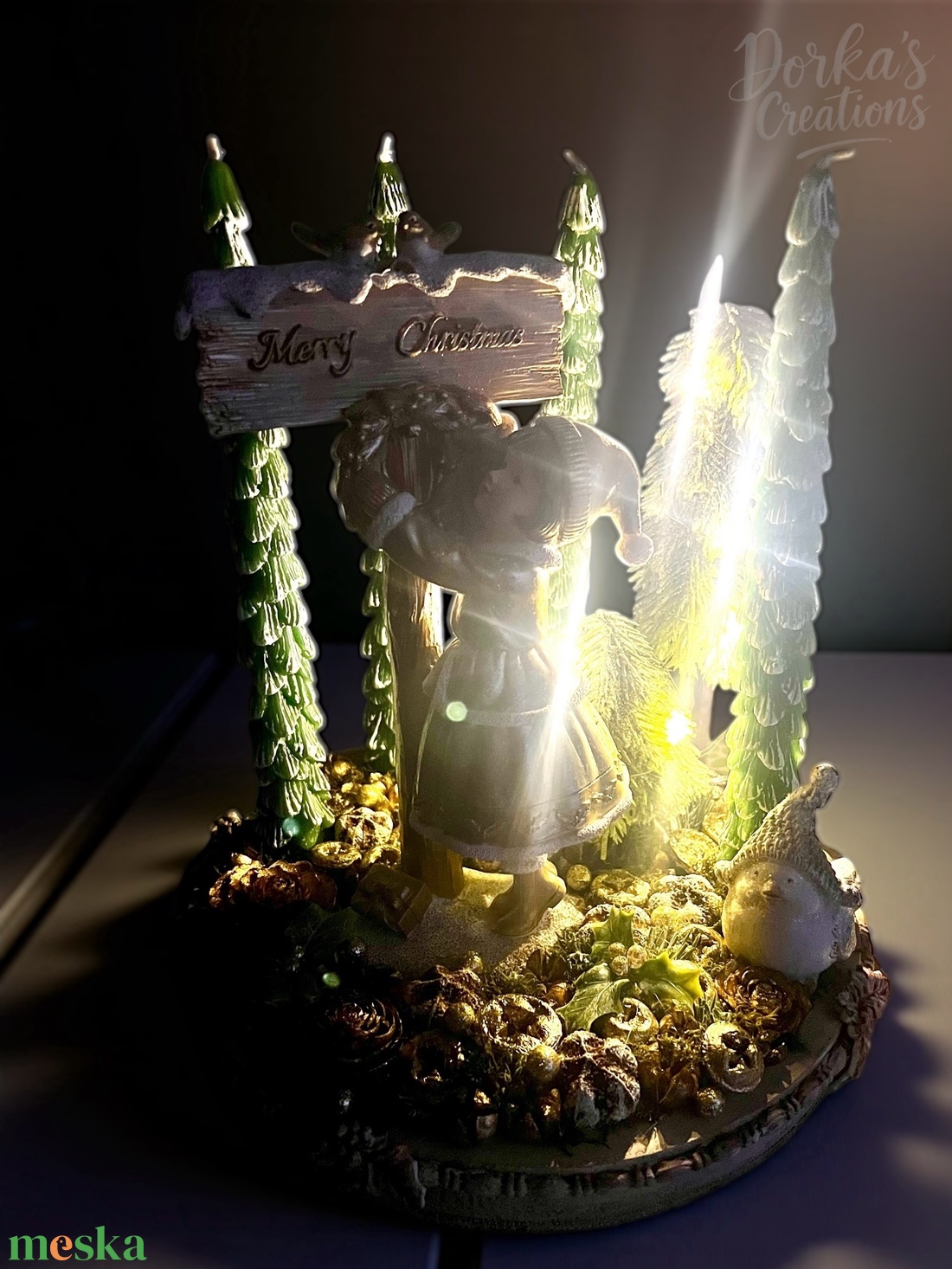 Adventi asztaldísz LED világítással - karácsony - adventi díszek - adventi gyertyadíszek és koszorúdíszek - Meska.hu