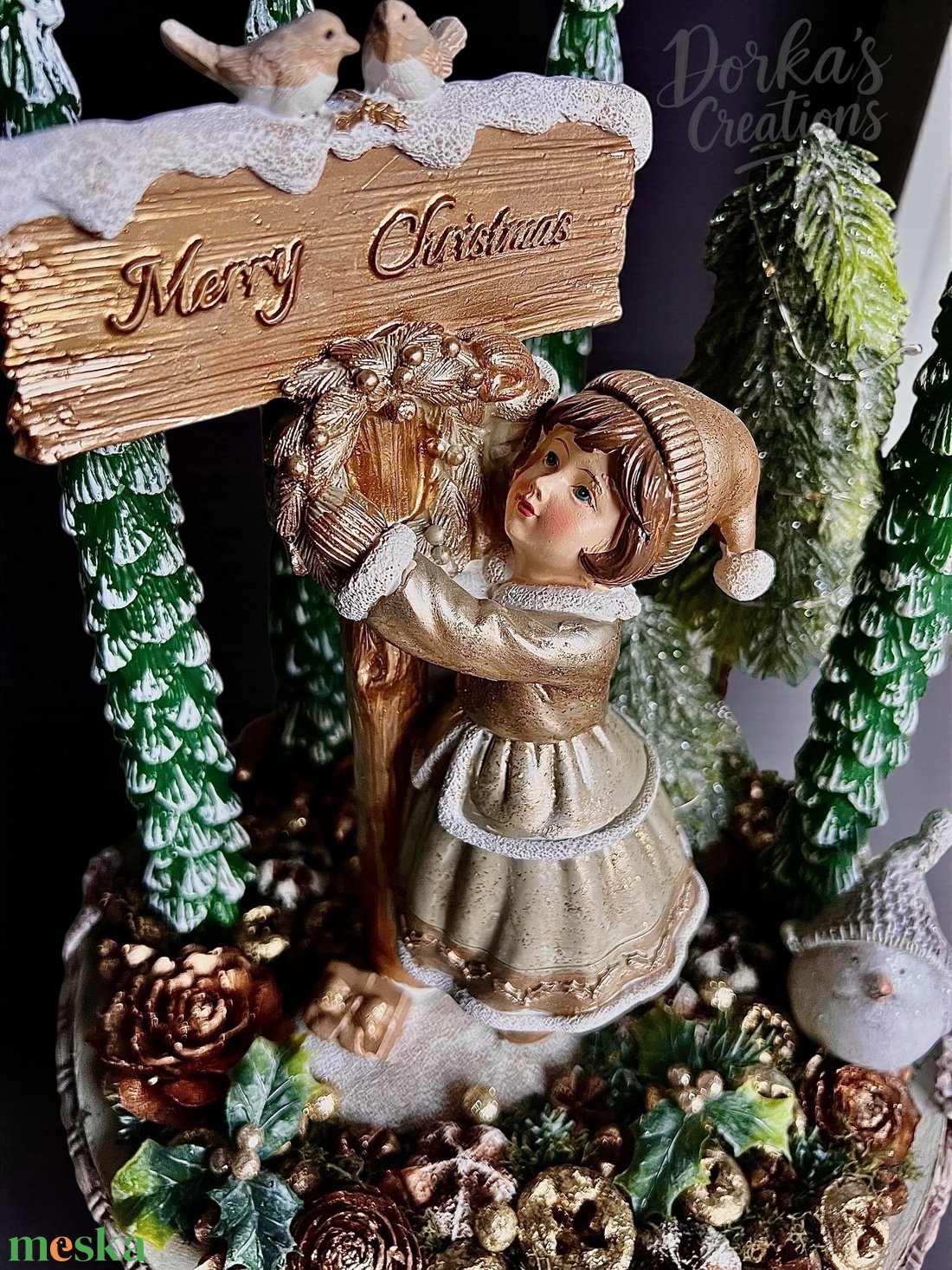 Adventi asztaldísz LED világítással - karácsony - adventi díszek - adventi gyertyadíszek és koszorúdíszek - Meska.hu