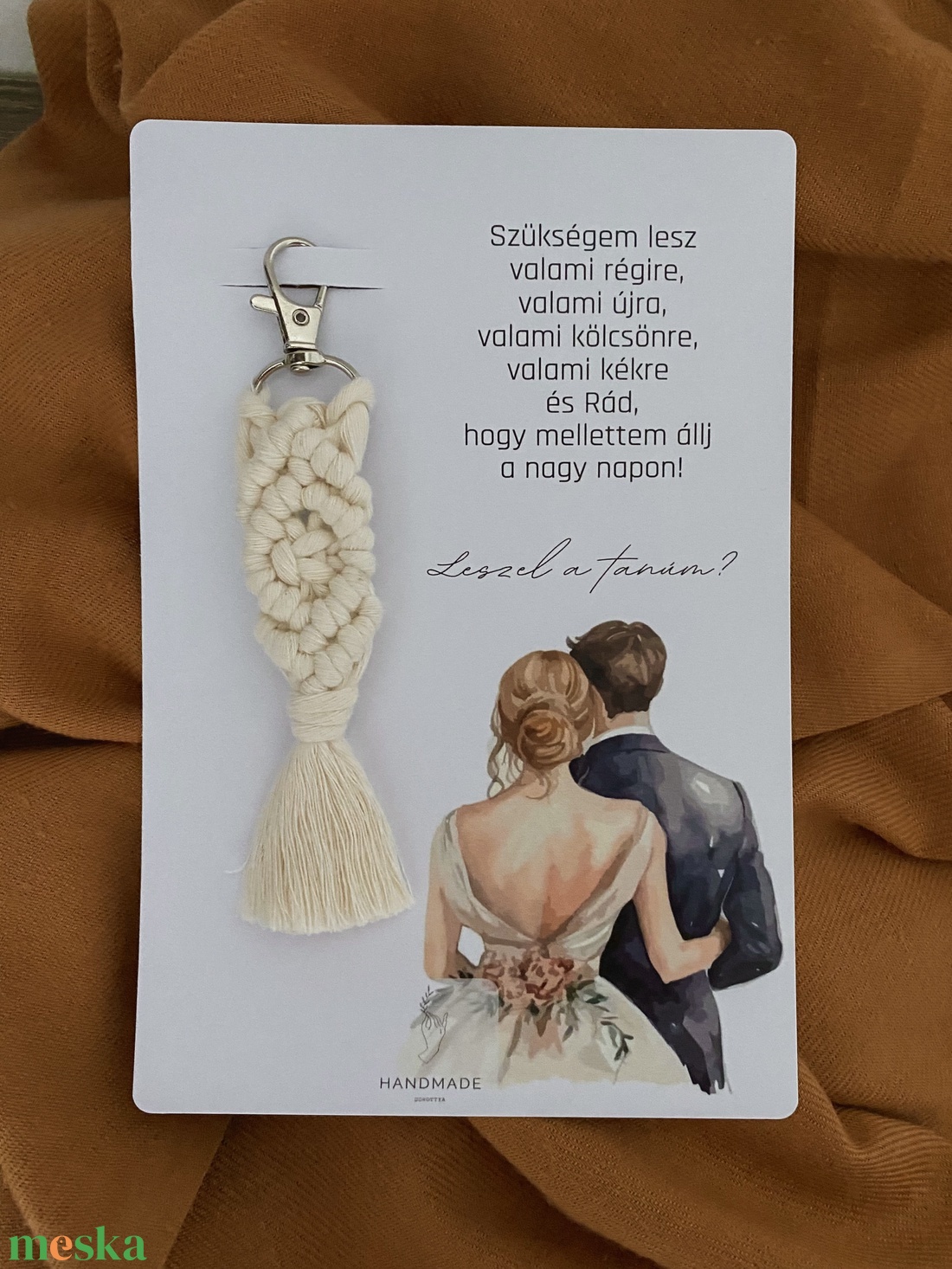 Tanú felkérő ajándék, makramé kulcstartó - esküvő - meghívó & kártya - tanú felkérő - Meska.hu