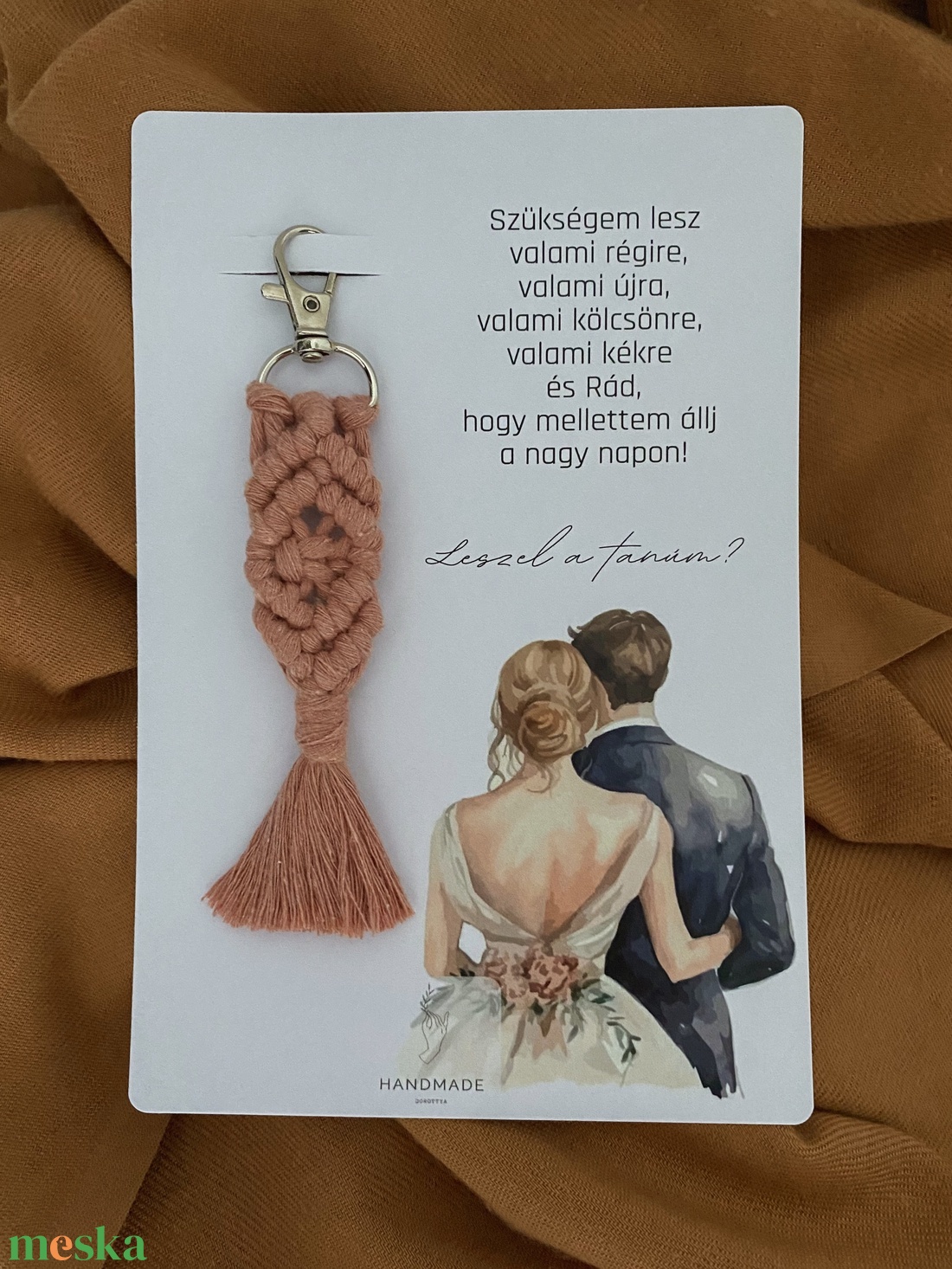 Tanú felkérő ajándék, makramé kulcstartó - esküvő - meghívó & kártya - tanú felkérő - Meska.hu