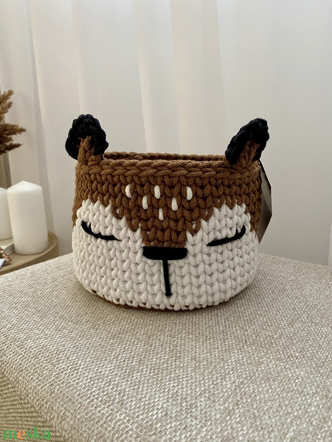Őzike horgolt kosár - otthon & életmód - tárolás & rendszerezés - tárolókosár - Meska.hu