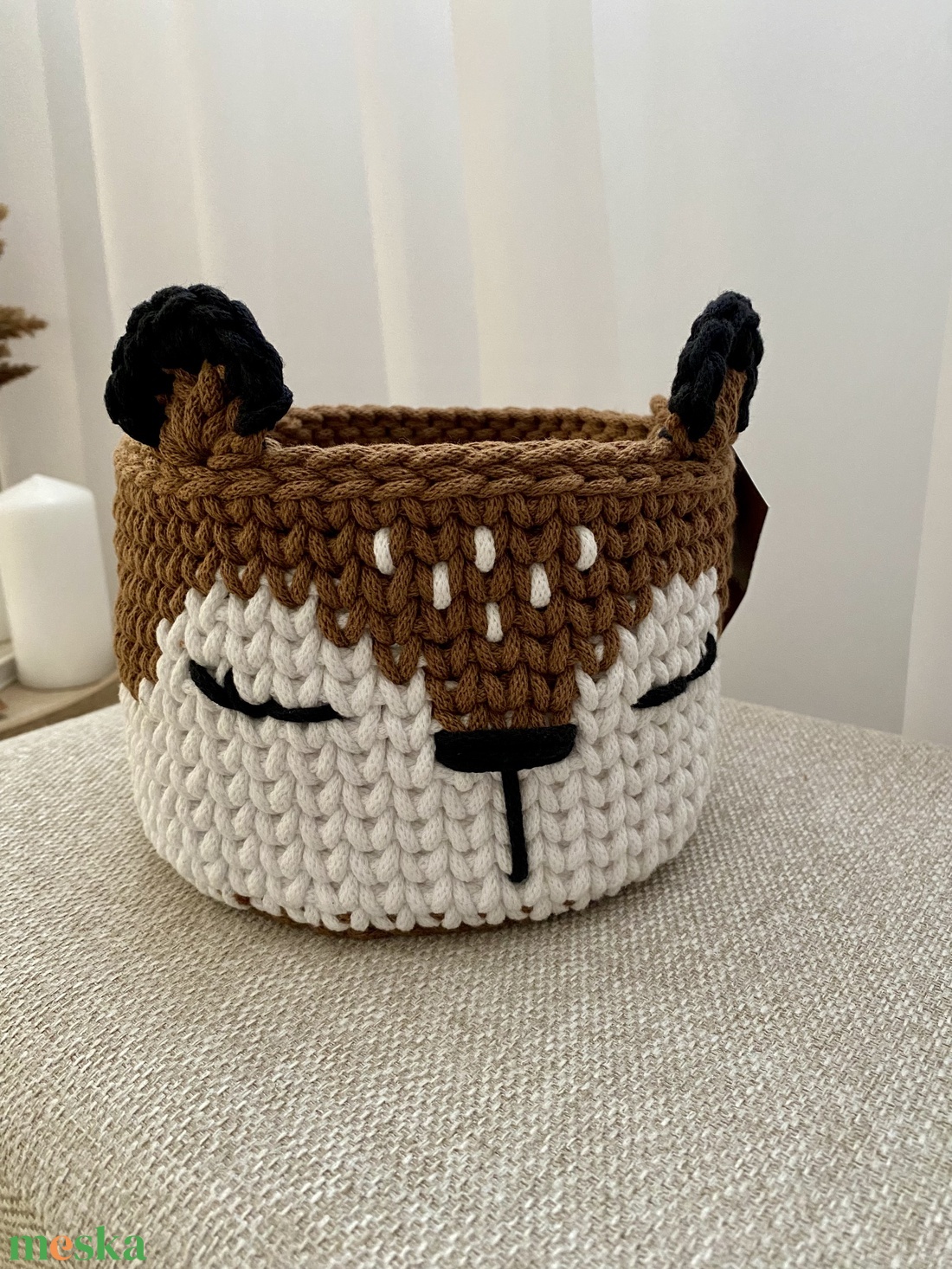 Őzike horgolt kosár - otthon & életmód - tárolás & rendszerezés - tárolókosár - Meska.hu