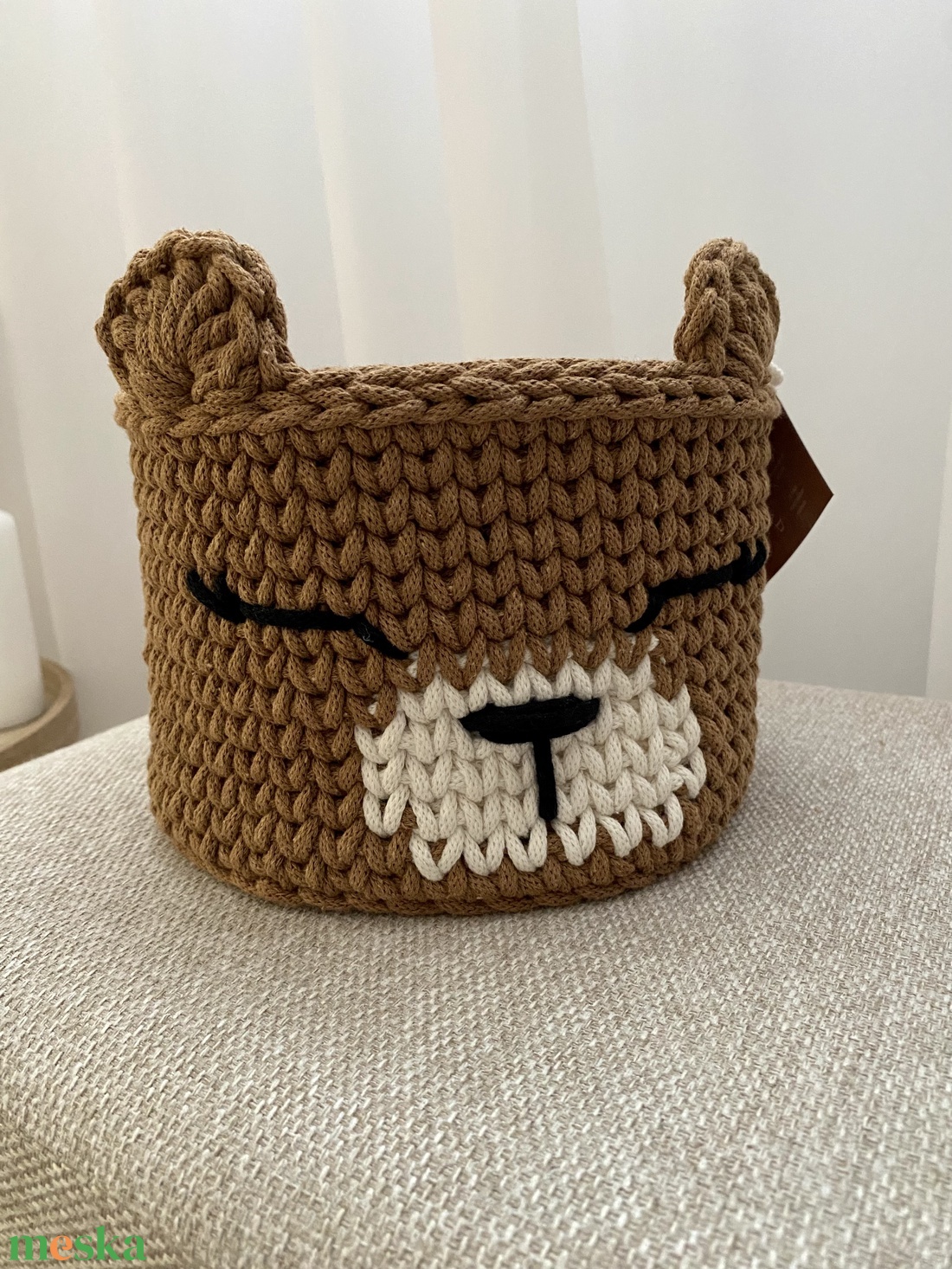 Maci horgolt kosár - otthon & életmód - tárolás & rendszerezés - tárolókosár - Meska.hu