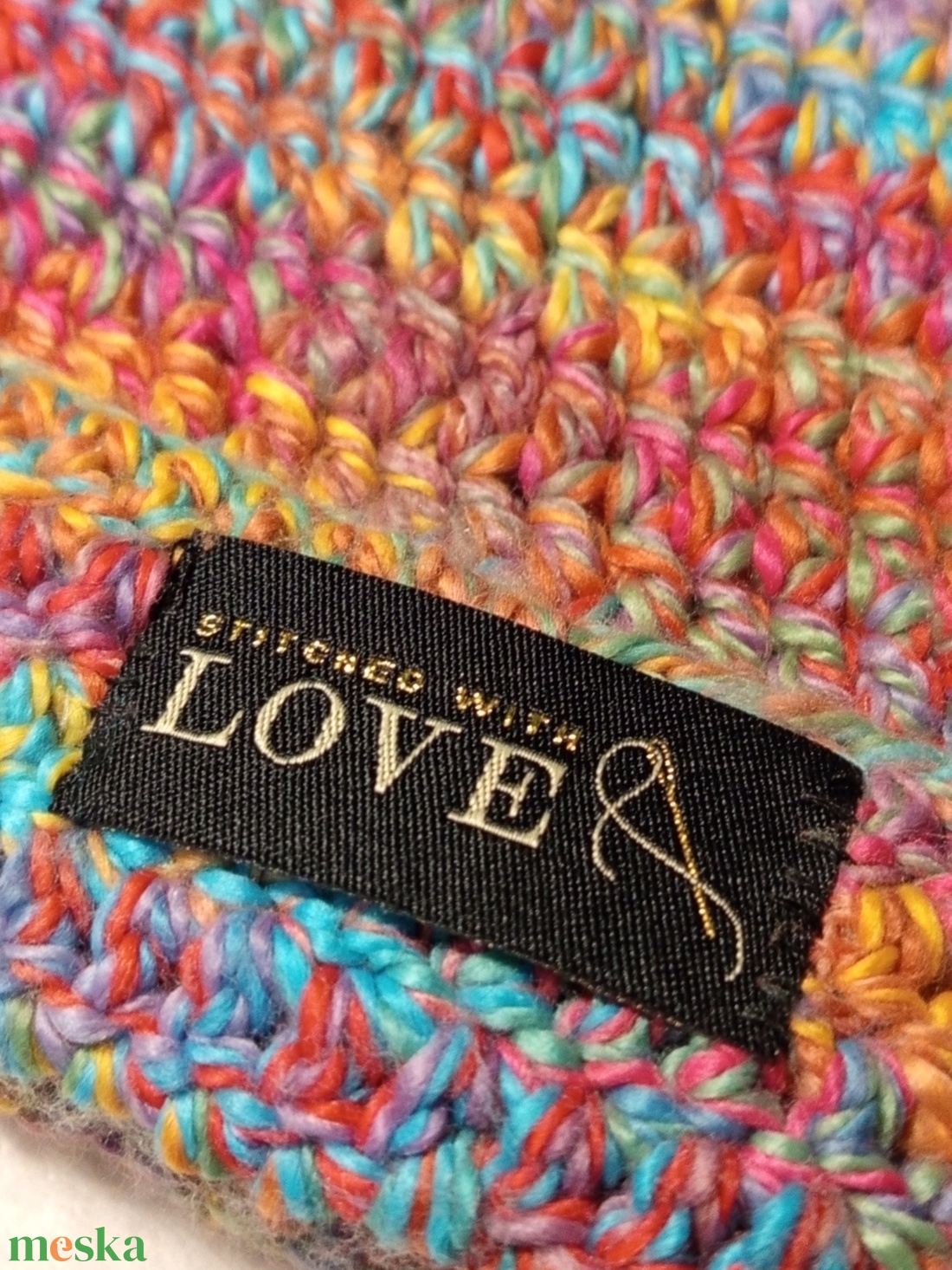 Horgolt szivárvány macska füles sapka - ruha & divat - sál, sapka, kendő - sapka - Meska.hu