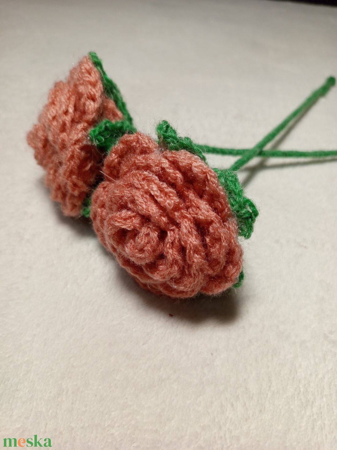 Horgolt rózsaszín rózsa szál  - otthon & életmód - dekoráció - virágdísz és tartó - csokor & virágdísz - Meska.hu