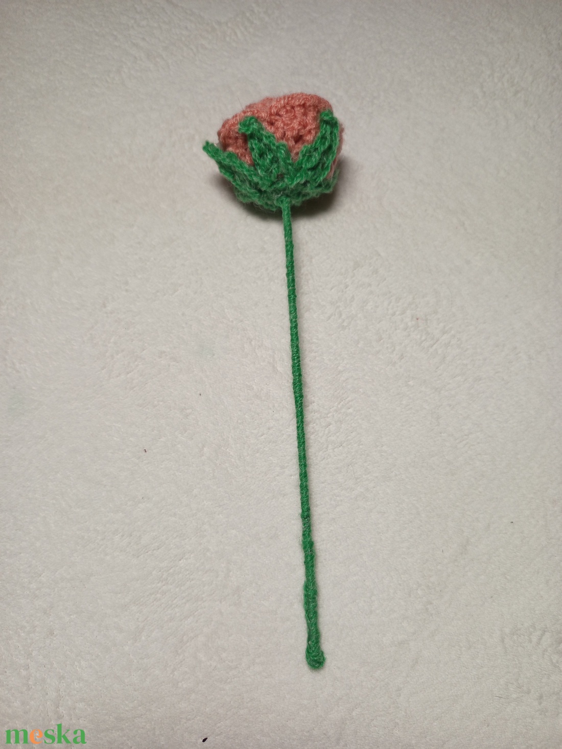 Horgolt rózsaszín rózsa szál  - otthon & életmód - dekoráció - virágdísz és tartó - csokor & virágdísz - Meska.hu