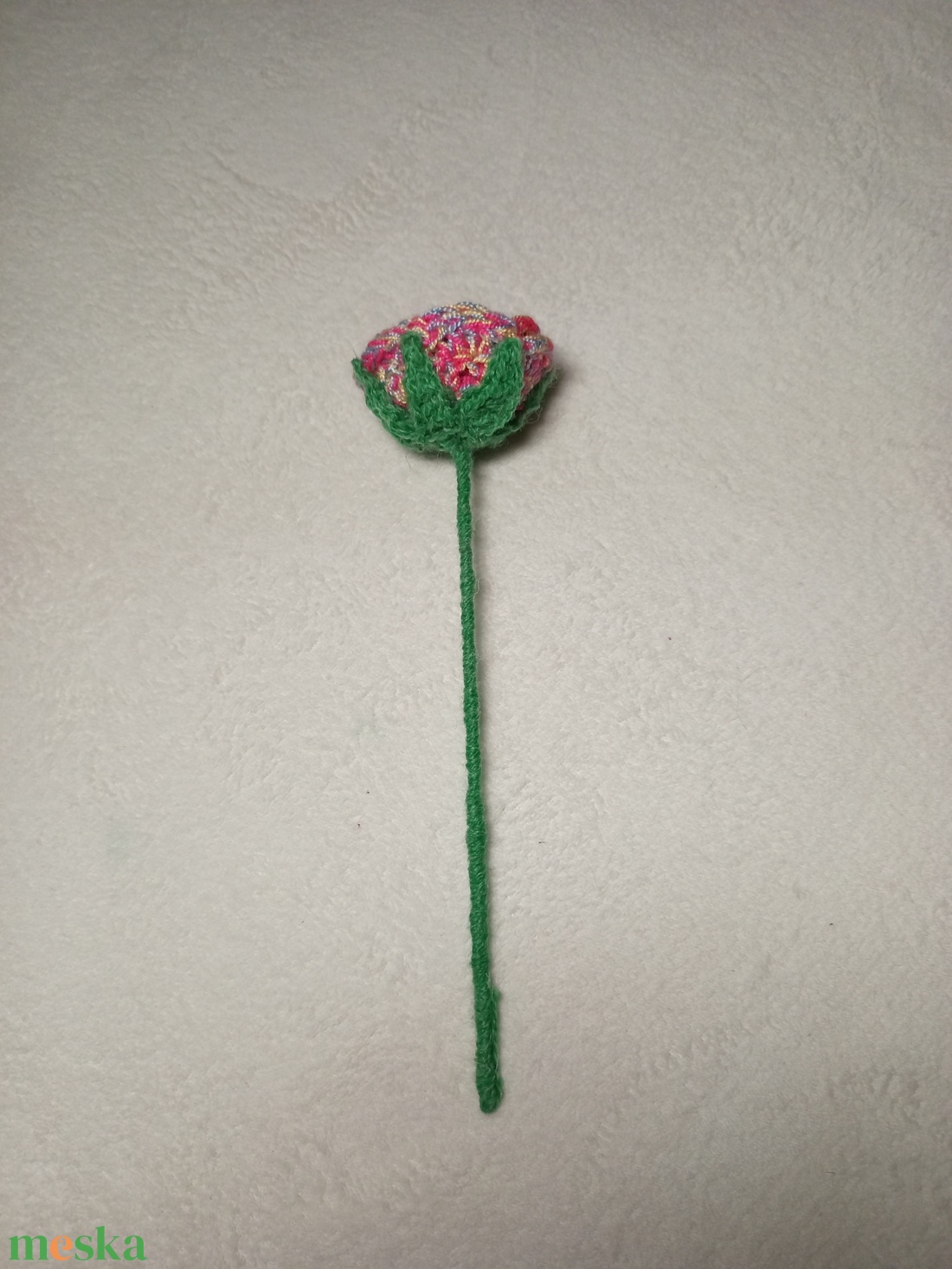 Horgolt szivárvány rózsa szál  - otthon & életmód - dekoráció - virágdísz és tartó - csokor & virágdísz - Meska.hu