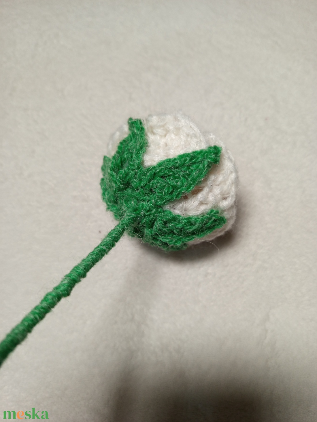 Horgolt fehér rózsa szál  - otthon & életmód - dekoráció - virágdísz és tartó - csokor & virágdísz - Meska.hu