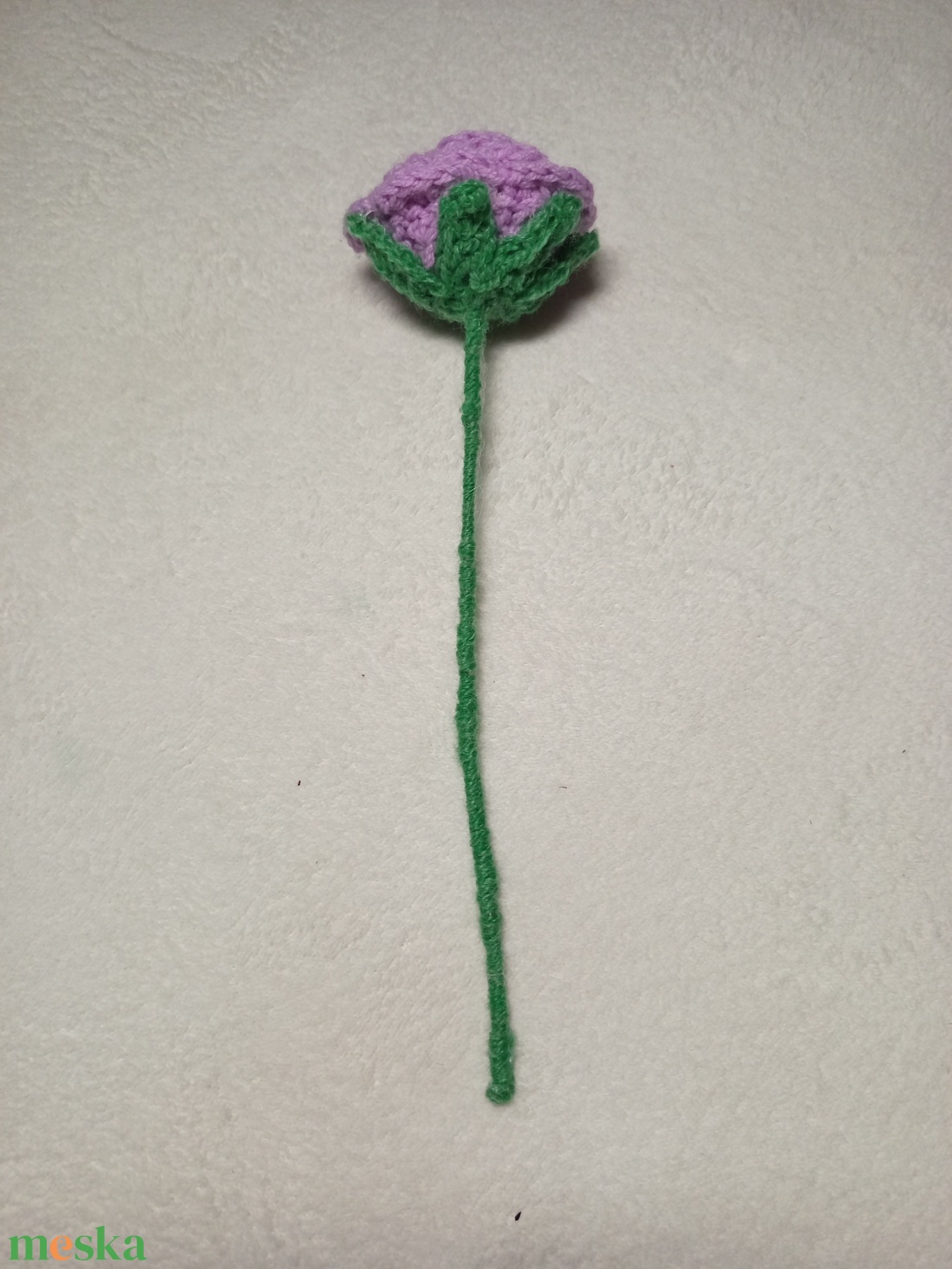 Horgolt lila rózsa szál - otthon & életmód - dekoráció - virágdísz és tartó - csokor & virágdísz - Meska.hu