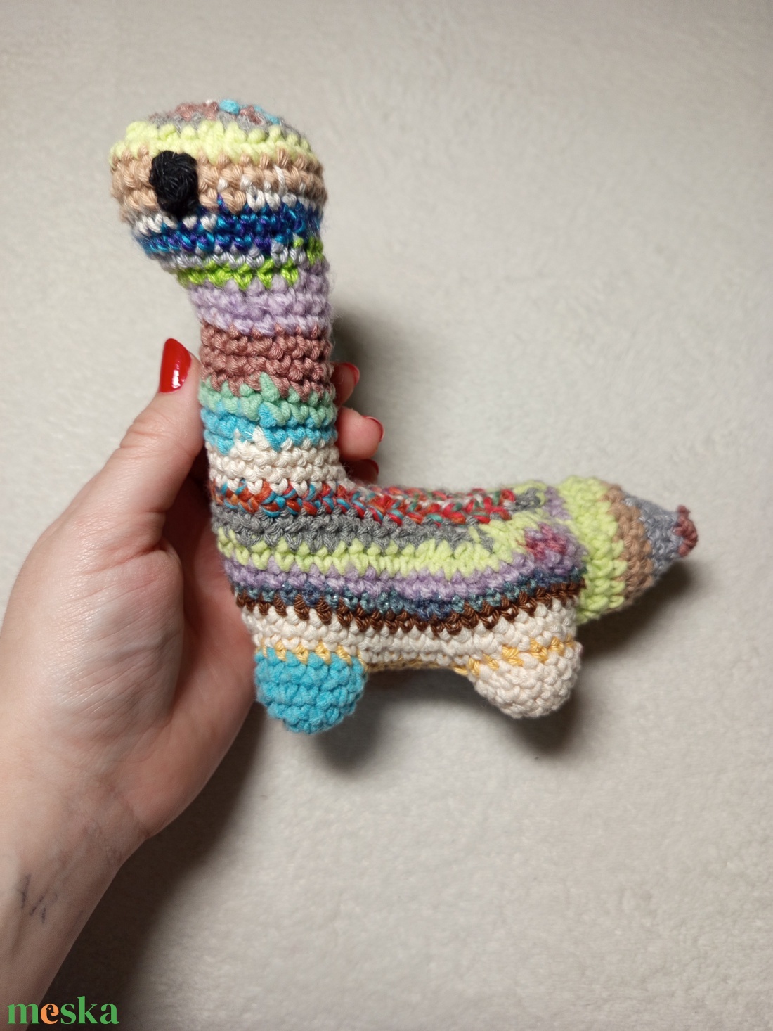 Horgolt szines dinó plüss  - játék & sport - plüssállat & játékfigura - plüss dínók - Meska.hu