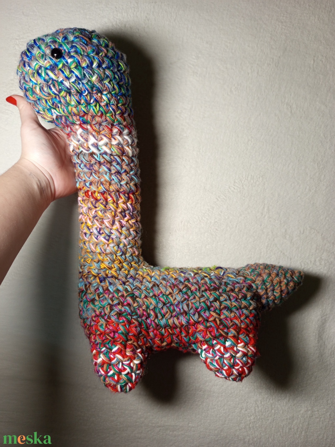 Horgolt ÓRIÁS szines dinó plüss  - játék & sport - plüssállat & játékfigura - plüss dínók - Meska.hu