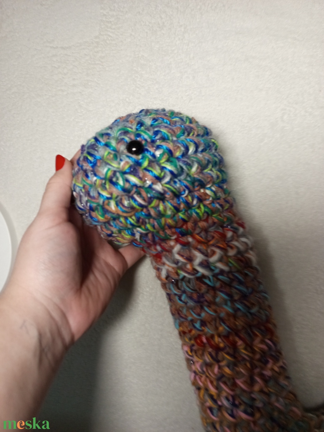 Horgolt ÓRIÁS szines dinó plüss  - játék & sport - plüssállat & játékfigura - plüss dínók - Meska.hu