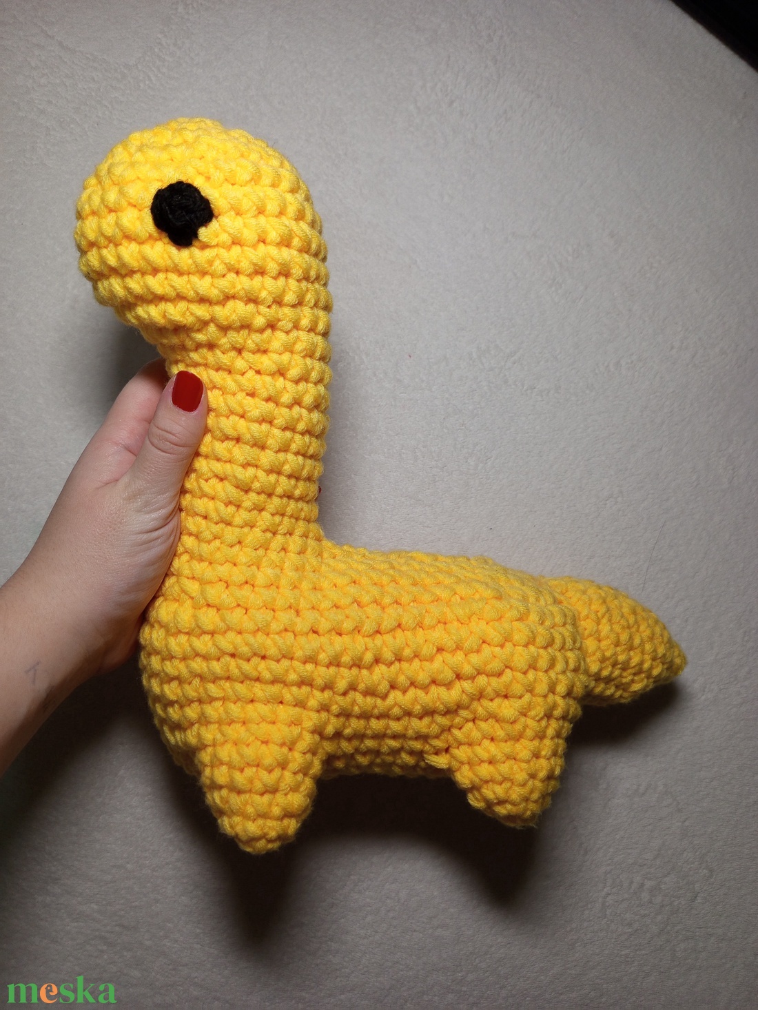 Horgolt nagy sárga dinó plüss  - játék & sport - plüssállat & játékfigura - plüss dínók - Meska.hu