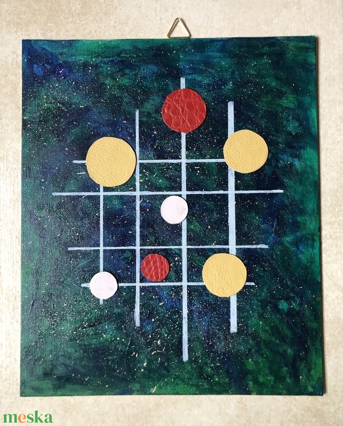 Absztrakt falikép rácsokkal, körökkel - otthon & életmód - dekoráció - kép & falikép - táblakép - Meska.hu