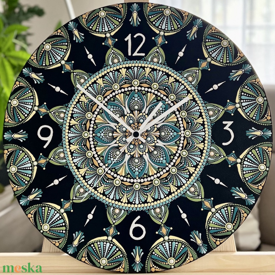 Falióra mandala mintával - átmérő 40 cm - otthon & életmód - dekoráció - fali és függő dekoráció - falióra & óra - Meska.hu