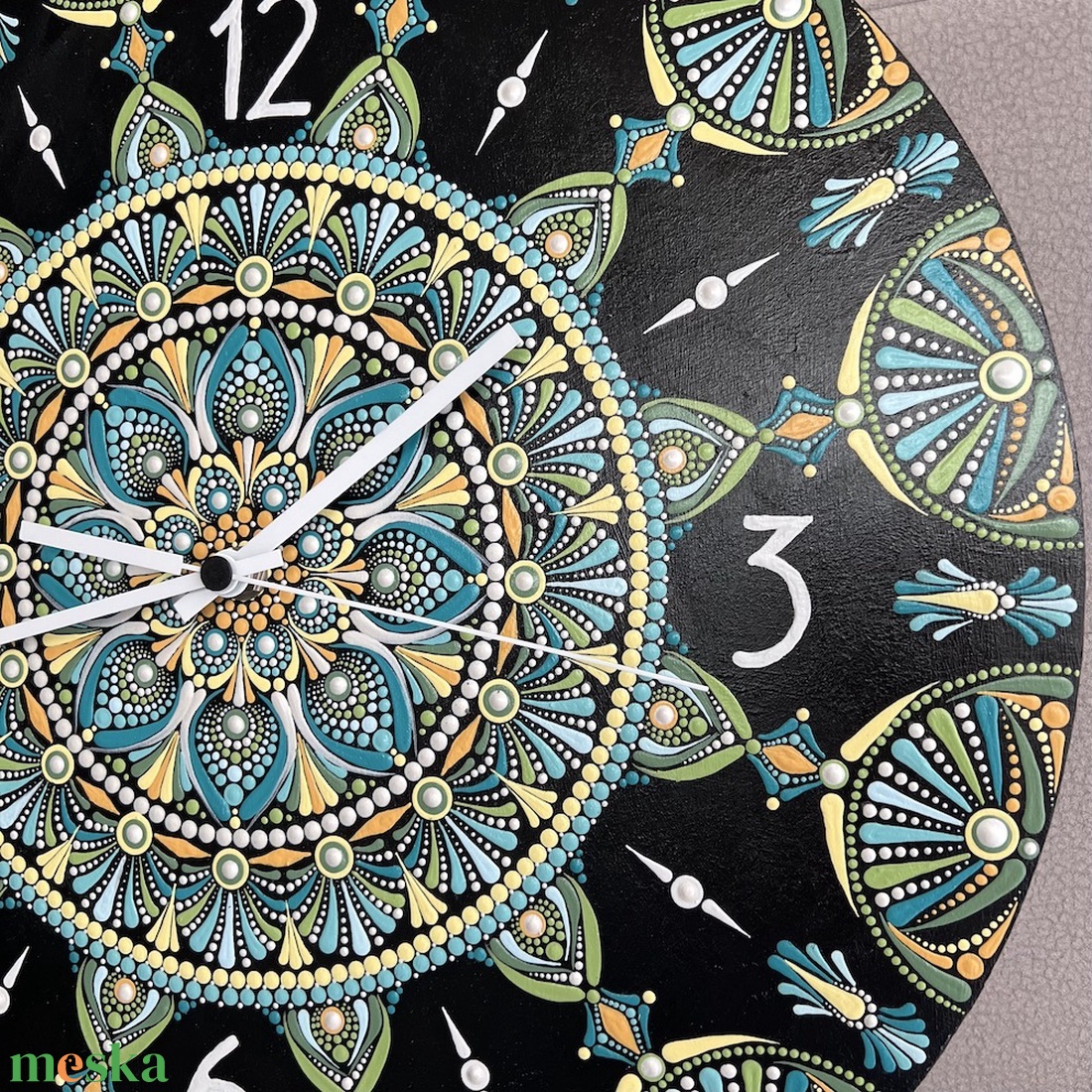 Falióra mandala mintával - átmérő 40 cm - otthon & életmód - dekoráció - fali és függő dekoráció - falióra & óra - Meska.hu