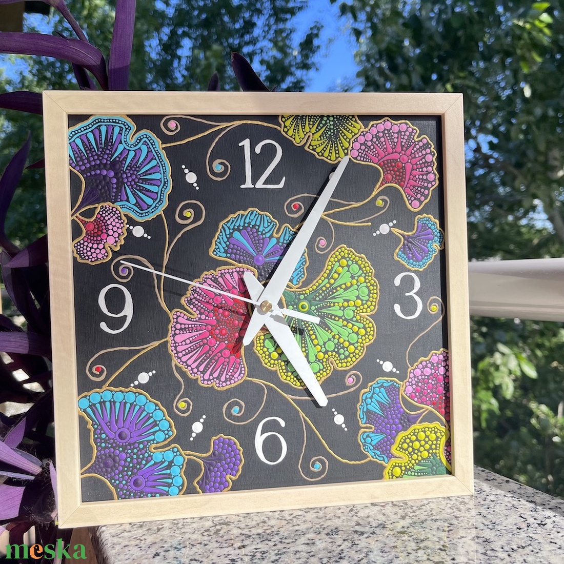 Falióra képkeretben, festett biloba levéllel - 25 x 25 cm - otthon & életmód - dekoráció - fali és függő dekoráció - falióra & óra - Meska.hu Falióra képkeretben, festett biloba levéllel - 25 x 25 cm - otthon & életmód - dekoráció - fali és függő dekoráció - falióra & óra - Meska.hu