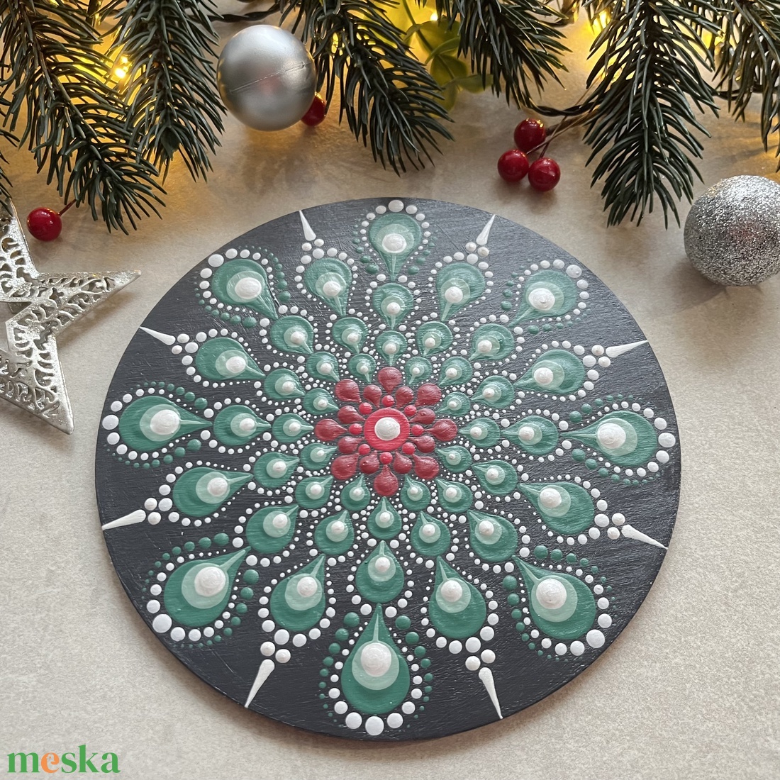 Karácsonyi hűtőmágnes mandala mintával - 15cm - otthon & életmód - dekoráció - spiritualitás - mandala - Meska.hu Karácsonyi hűtőmágnes mandala mintával - 15cm - otthon & életmód - dekoráció - spiritualitás - mandala - Meska.hu