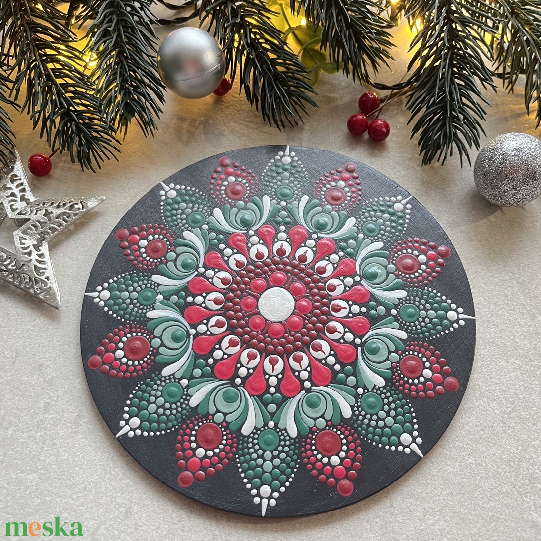Karácsonyi hűtőmágnes mandala mintával - 15cm - otthon & életmód - dekoráció - spiritualitás - mandala - Meska.hu Karácsonyi hűtőmágnes mandala mintával - 15cm - otthon & életmód - dekoráció - spiritualitás - mandala - Meska.hu