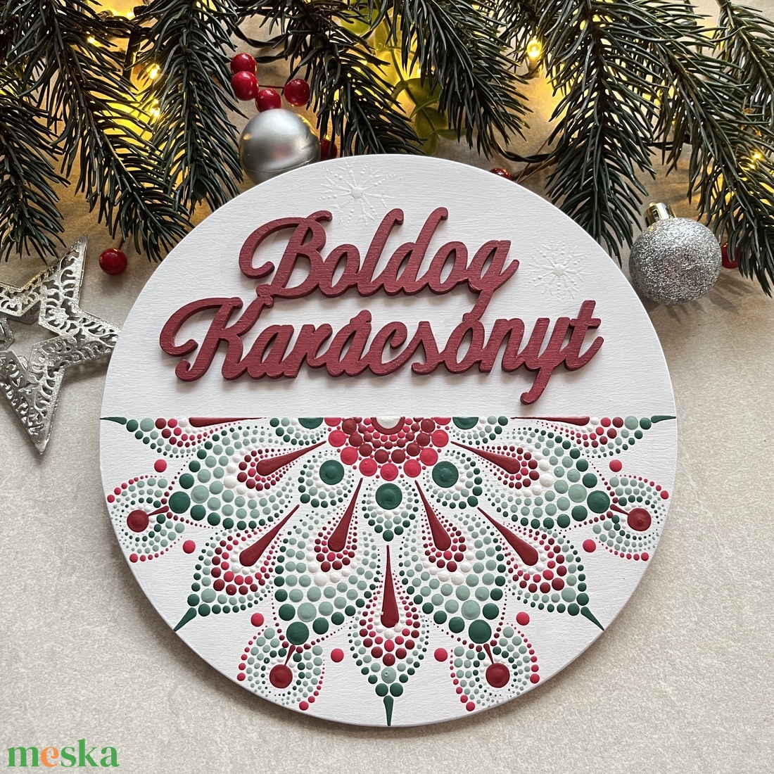 Boldog Karácsonyt hűtőmágnes mandala mintával - 18cm - otthon & életmód - dekoráció - spiritualitás - mandala - Meska.hu Boldog Karácsonyt hűtőmágnes mandala mintával - 18cm - otthon & életmód - dekoráció - spiritualitás - mandala - Meska.hu
