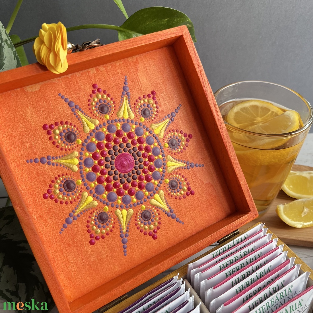 Mandala mintával festett narancs fadoboz - teásdoboz - teafiltertartó - otthon & életmód - tárolás & rendszerezés - doboz - Meska.hu Mandala mintával festett narancs fadoboz - teásdoboz - teafiltertartó - otthon & életmód - tárolás & rendszerezés - doboz - Meska.hu