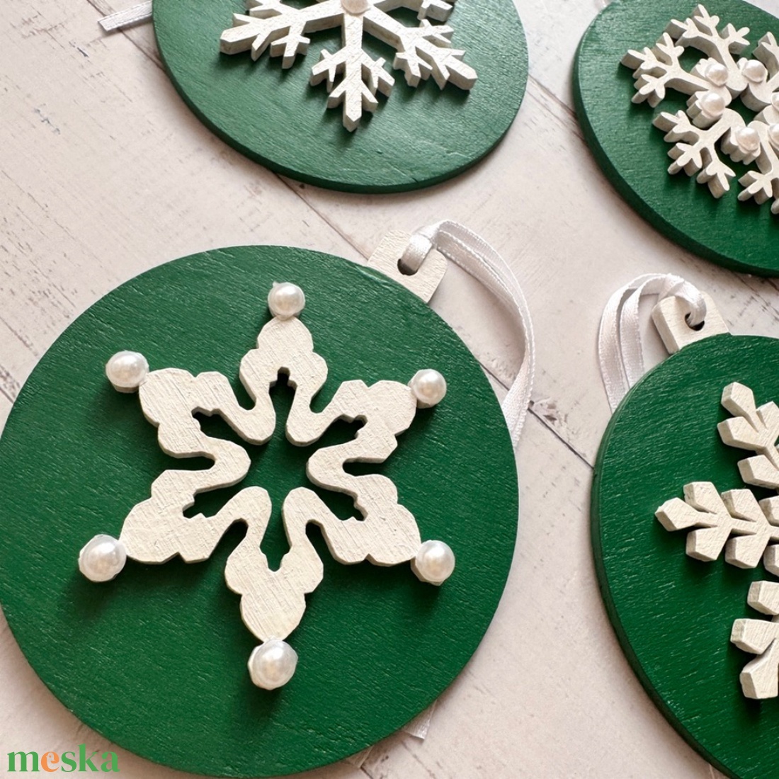 DIY 4 db hópelyhes zöld karácsonyfadísz - diy (csináld magad) - egységcsomag - Meska.hu DIY 4 db hópelyhes zöld karácsonyfadísz - diy (csináld magad) - egységcsomag - Meska.hu