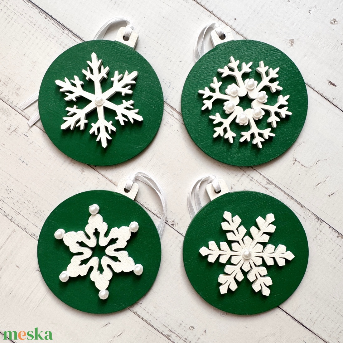 DIY 4 db hópelyhes zöld karácsonyfadísz - diy (csináld magad) - egységcsomag - Meska.hu DIY 4 db hópelyhes zöld karácsonyfadísz - diy (csináld magad) - egységcsomag - Meska.hu