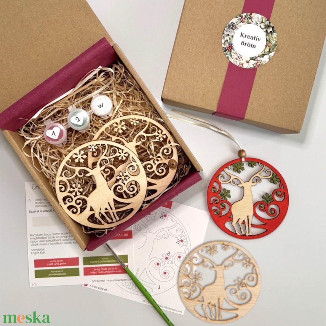 DIY  Ünnepi szarvas fa karácsonyfadísz / 2 db (VIDEÓVAL) - diy (csináld magad) - egységcsomag - Meska.hu