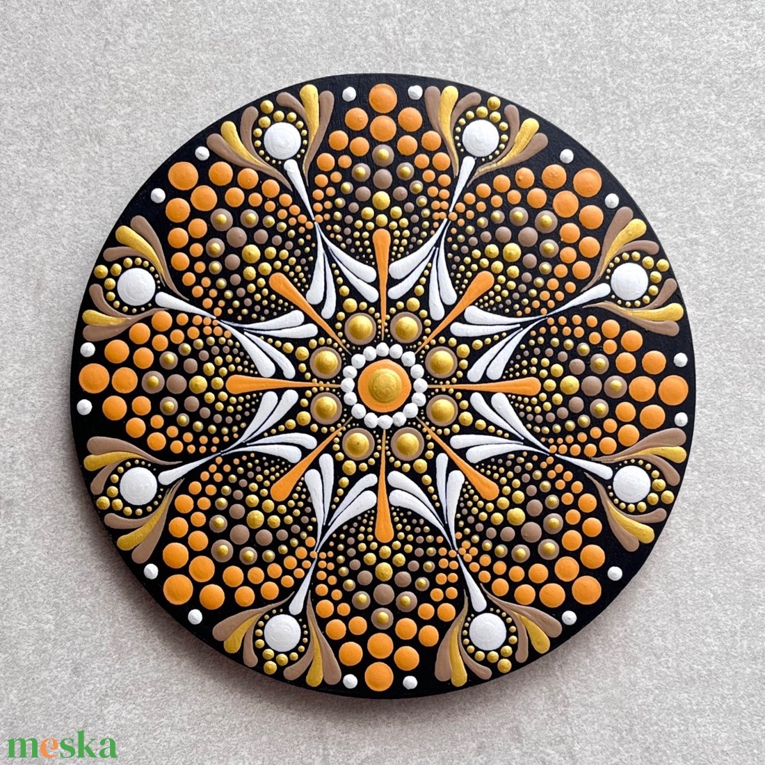Arany-Narancs Mandala Hűtőmágnes (13,5 cm)  Elegáns Karácsonyi Dísz - otthon & életmód - dekoráció - spiritualitás - mandala - Meska.hu