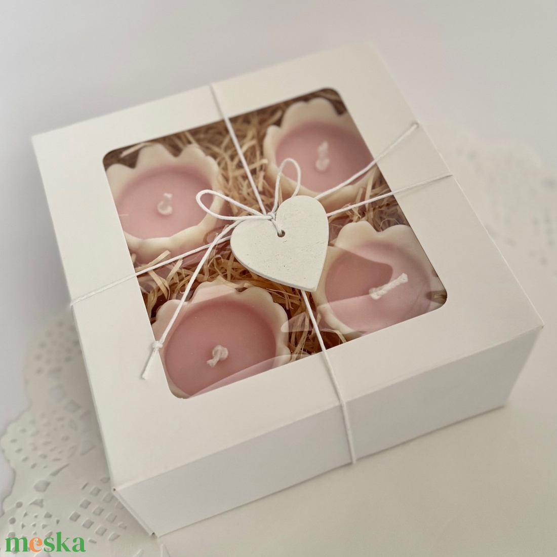Kézműves szójaviasz tulipán gyertya válogatás (4 db) díszdobozban - Babarózsaszín - otthon & életmód - gyertya, illat, aroma - gyertya - Meska.hu
