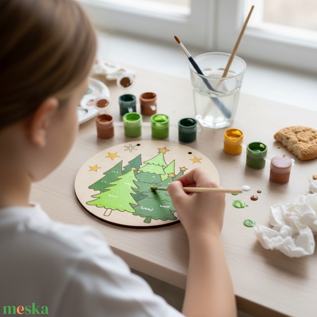 DIY festő szett - Fenyőfás karácsonyi ajtódísz (20 cm) - diy (csináld magad) - egységcsomag - Meska.hu