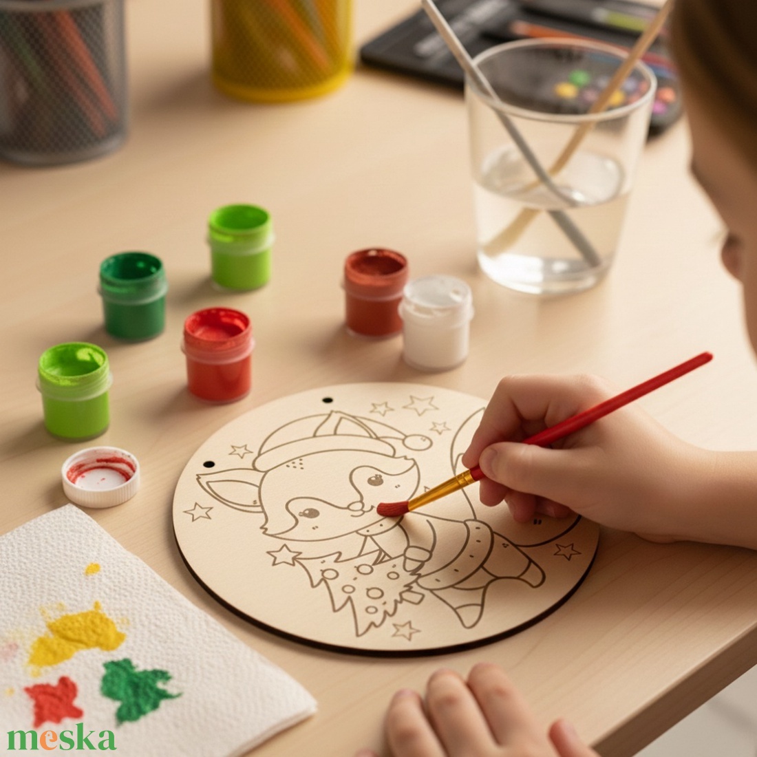 Kreatív öröm - Festhető róka ajtódísz alkotóbox  DIY szett gyerekeknek - diy (csináld magad) - egységcsomag - Meska.hu