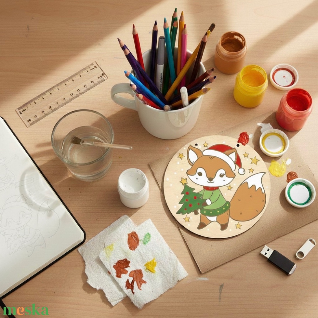 Kreatív öröm - Festhető róka ajtódísz alkotóbox  DIY szett gyerekeknek - diy (csináld magad) - egységcsomag - Meska.hu