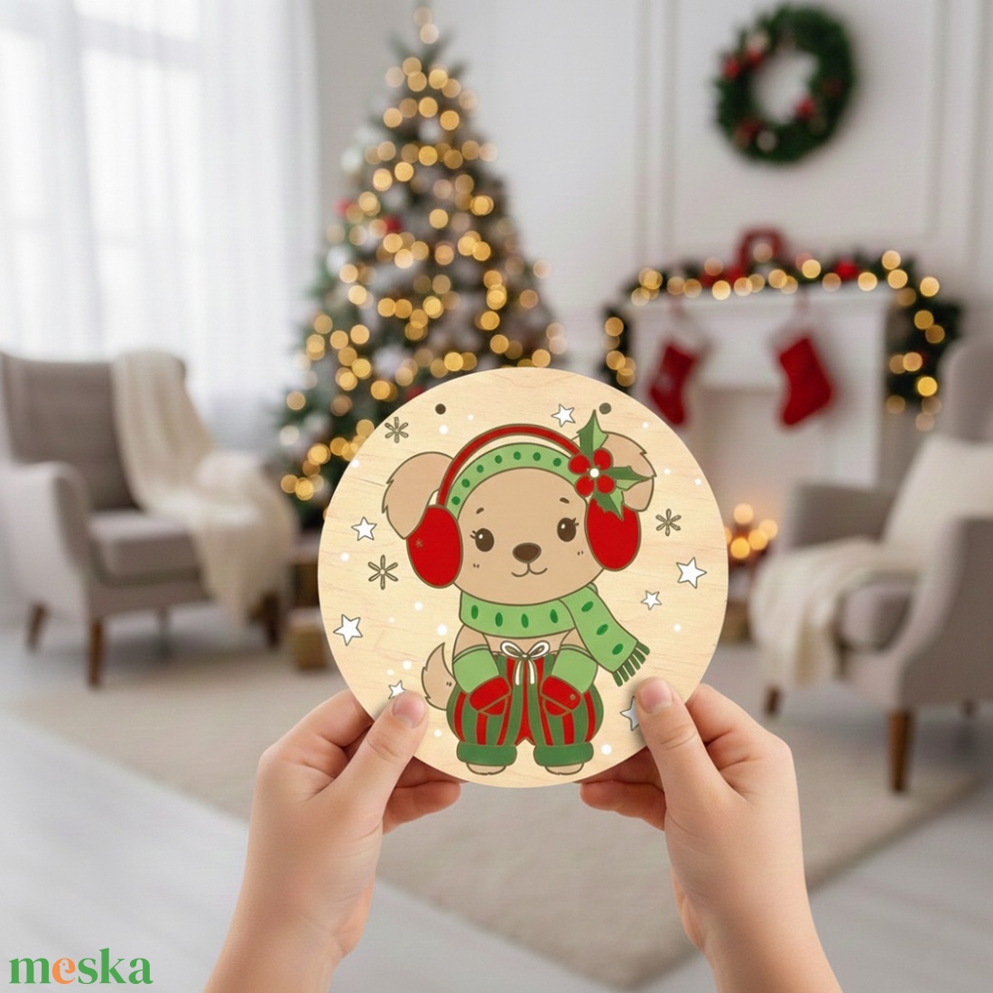 Téli manóruhás kutyus ajtódísz alkotóbox   DIY festőkészlet gyerekeknek - diy (csináld magad) - egységcsomag - Meska.hu