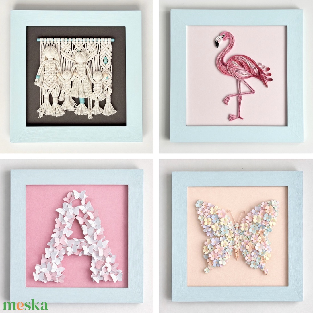 Babakék fa képkeret választható háttérrel � egyedi babaszoba dekoráció - otthon & életmód - dekoráció - kép & falikép - képkeret - Meska.hu