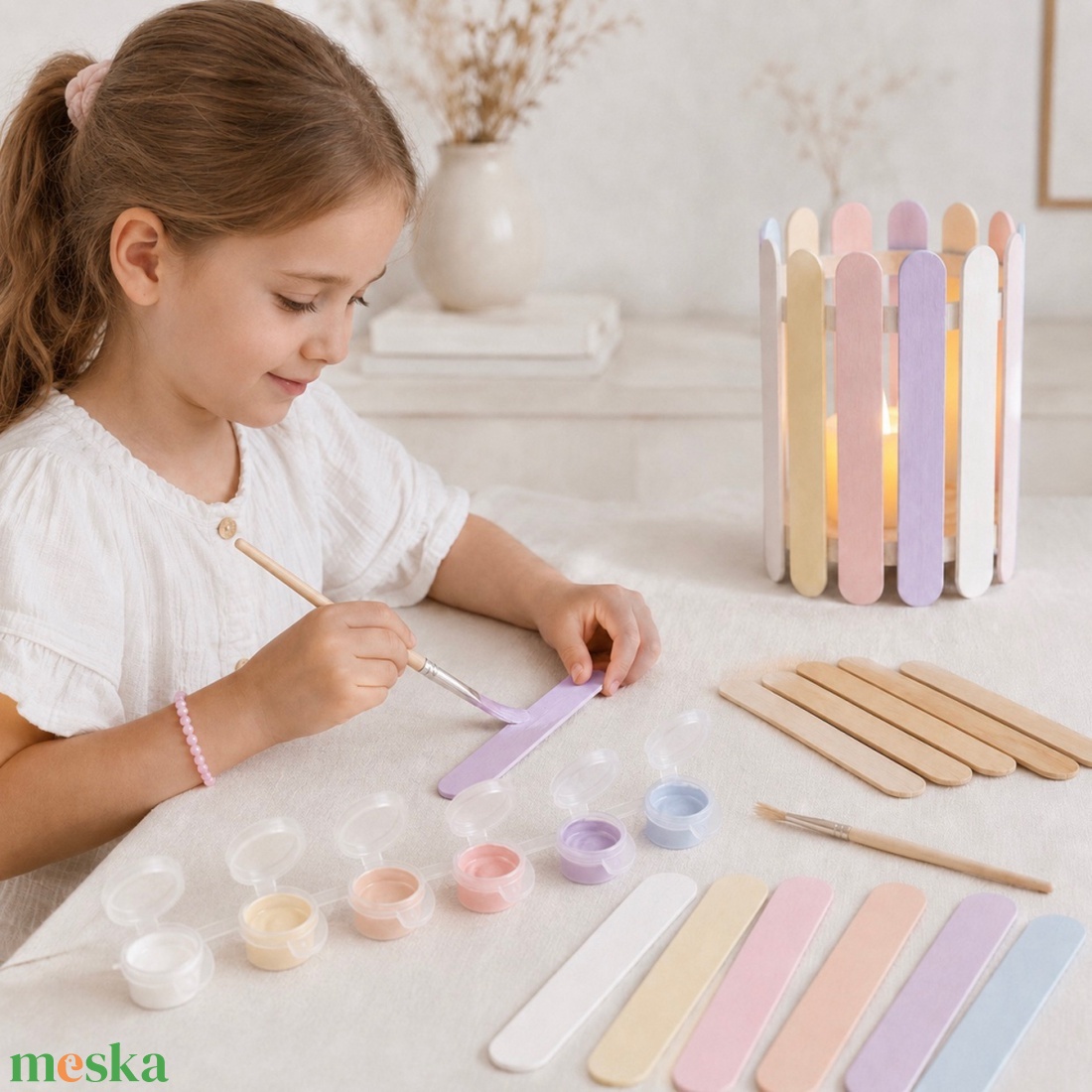 Pasztell lámpás készítő készlet gyerekeknek � alkotóbox LED mécsessel - diy (csináld magad) - egységcsomag - Meska.hu