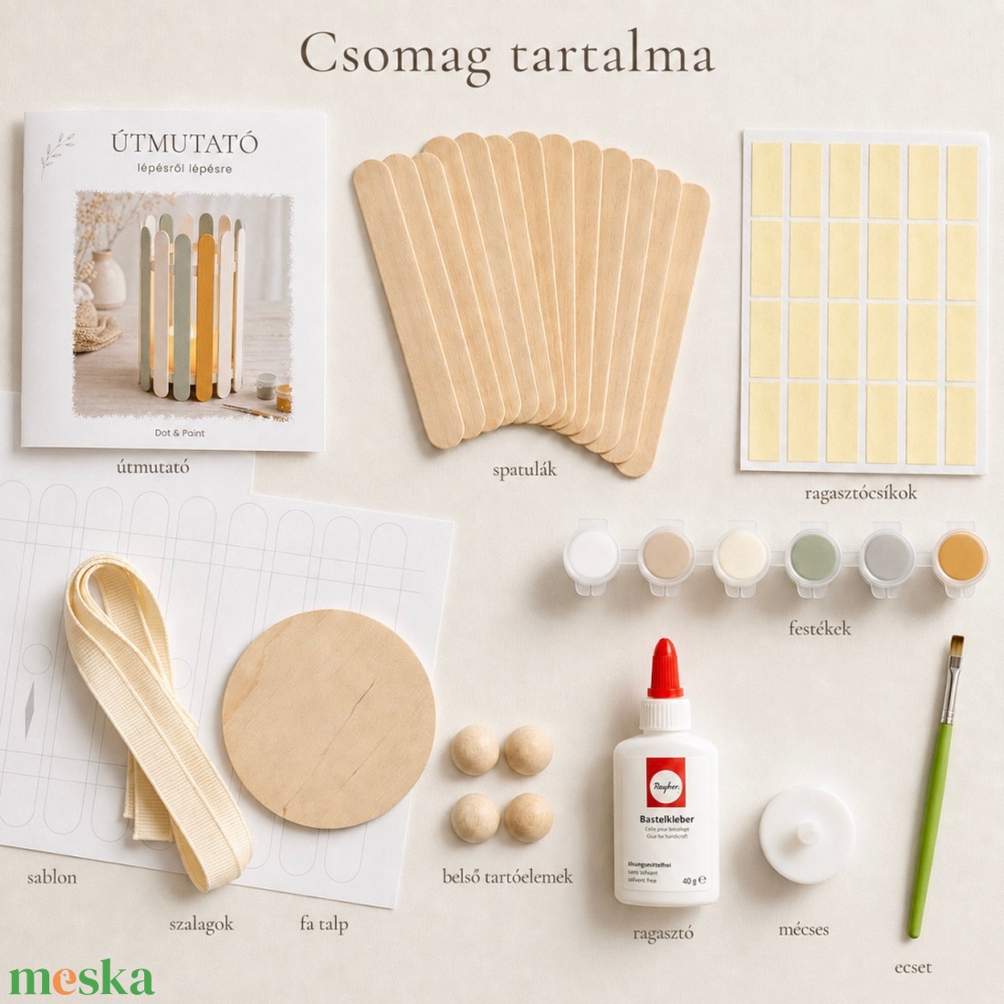 Botanikus lámpás készítő készlet � natúr DIY alkotóbox LED mécsessel - diy (csináld magad) - egységcsomag - Meska.hu