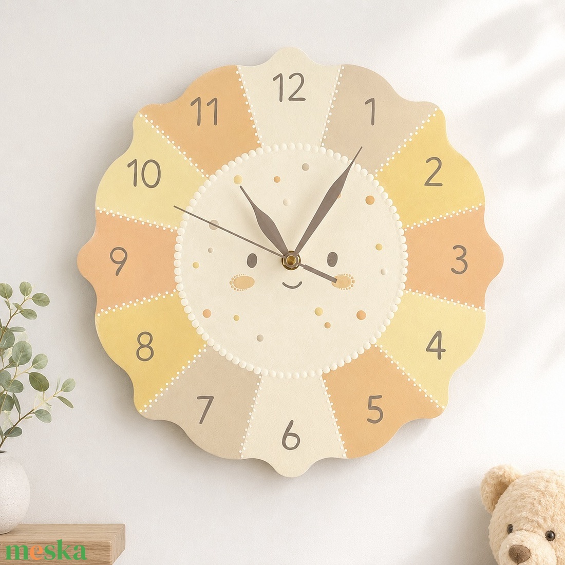 Mosolygó napocska gyerek falióra � 30 cm, csendes járás - otthon & életmód - dekoráció - fali és függő dekoráció - falióra & óra - Meska.hu