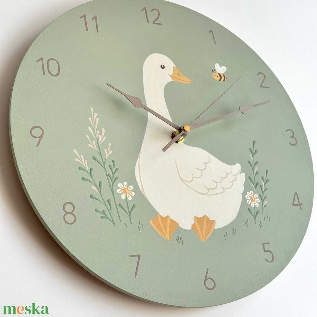 Libás falióra gyerekszobába � kézzel festett, zsályazöld, 30 cm - otthon & életmód - dekoráció - fali és függő dekoráció - falióra & óra - Meska.hu