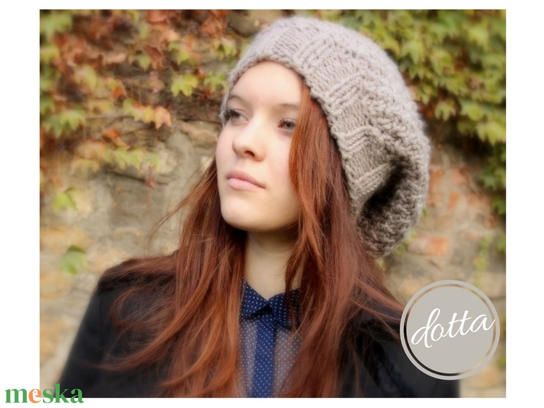 Melegszürke sapka - Kincső kollekció - vastag gyapjú fonalból - téli női beanie barett - ruha & divat - sál, sapka, kendő - sapka - Meska.hu