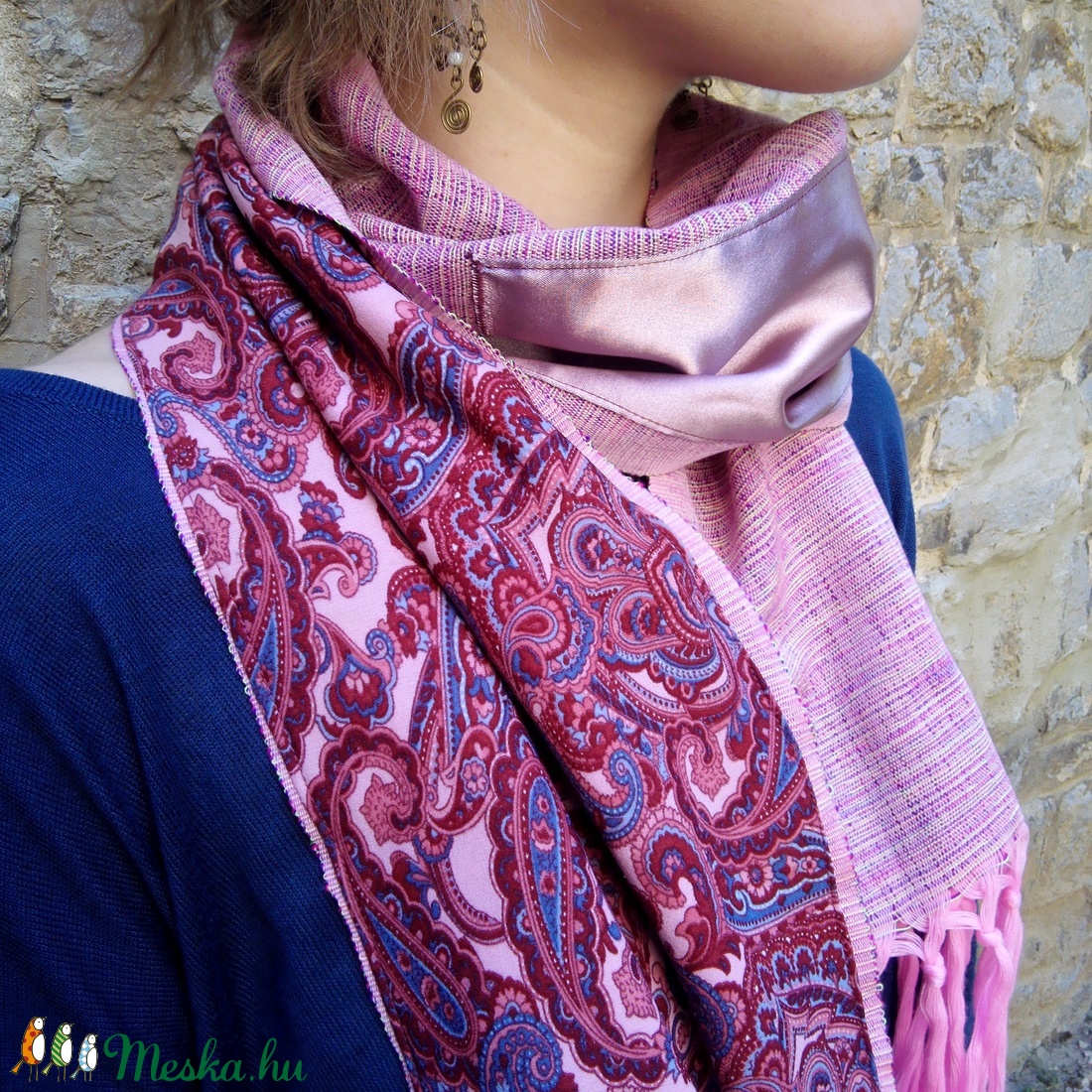 Lila selyem sál patchwork rojtos kendő - - Meska.hu Lila selyem sál patchwork rojtos kendő - - Meska.hu