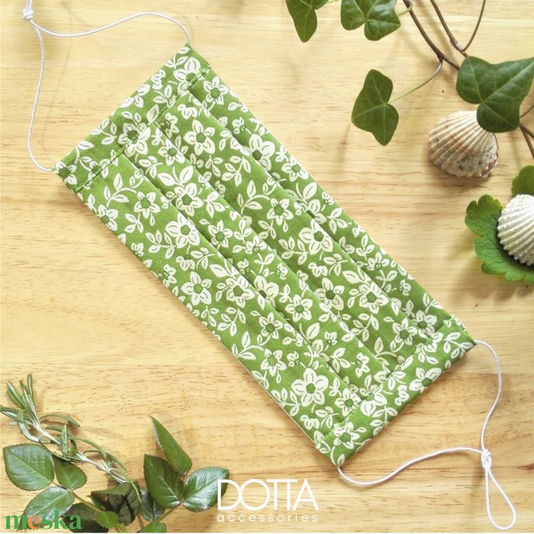 Virágos zöld maszk - 2 rétegű szájmaszk - női arcmaszk - tiszta pamut  - ruha & divat - maszk, arcmaszk - női - Meska.hu
