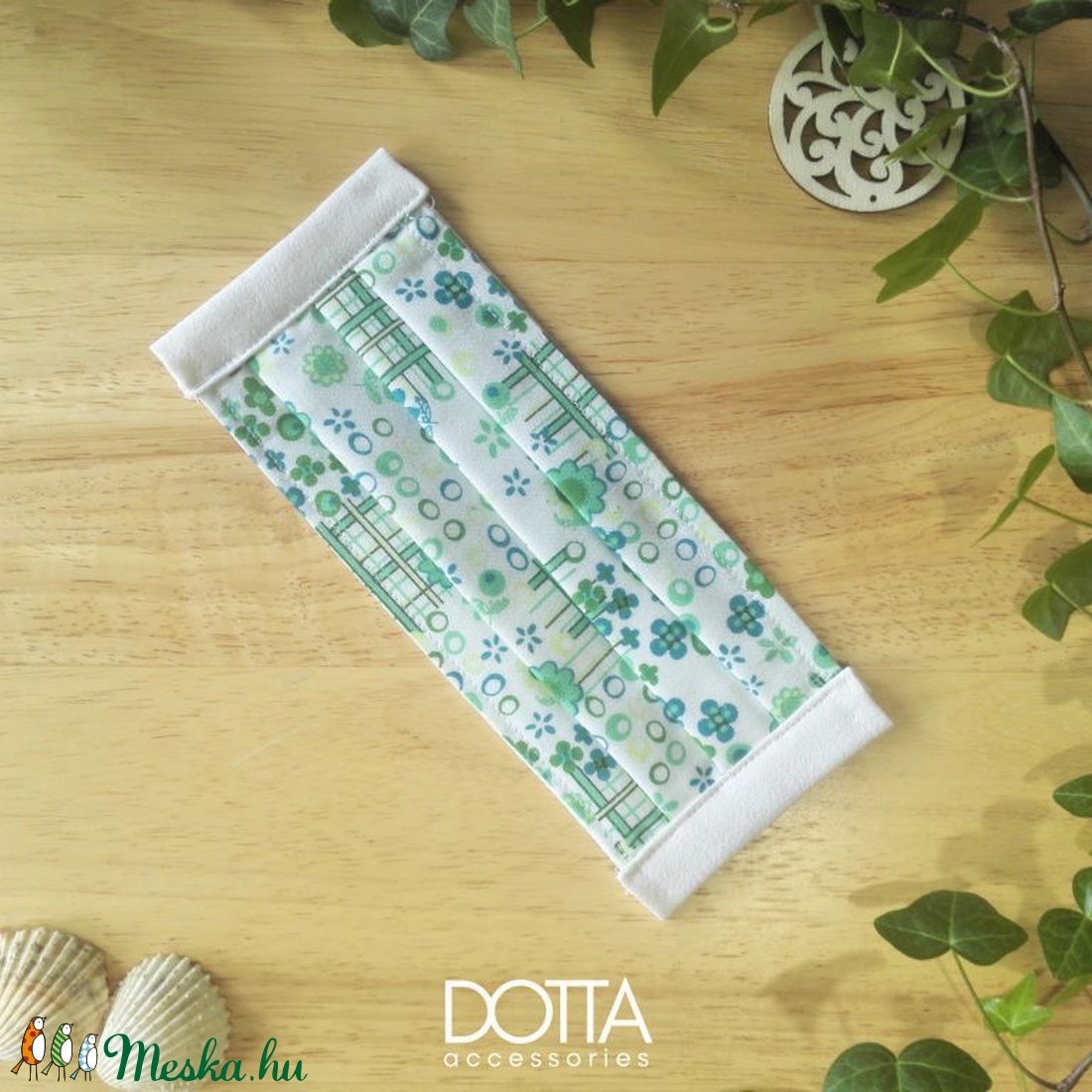 Virágos zöld maszk - 2 rétegű - zöld női arcmaszk - tiszta pamut  - női - női - Meska.hu