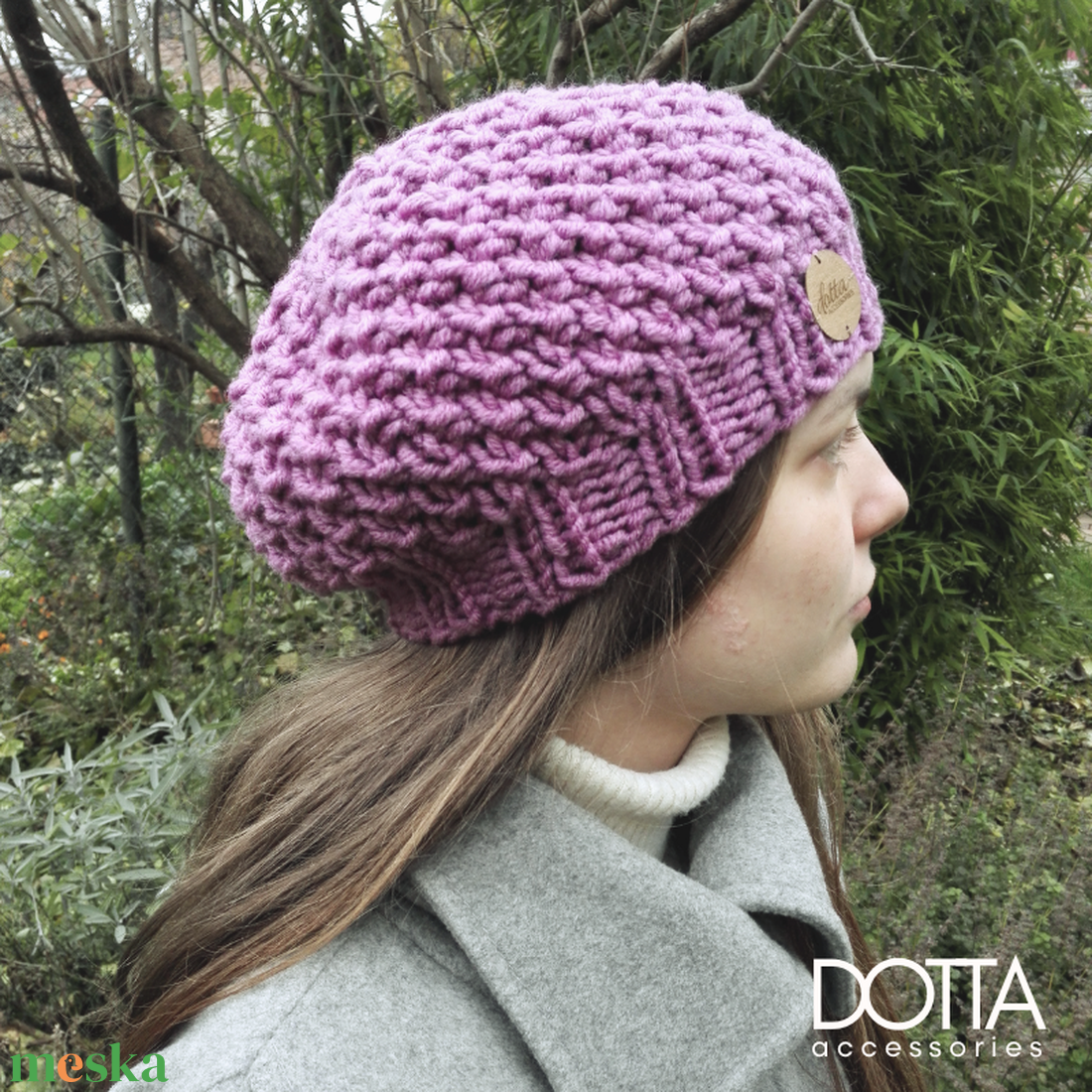 Kincső sapka és sál szett - meleg téli gyapjú fonal - pink ciklámen színben - ruha & divat - sál, sapka, kendő - sapka & sál szett - Meska.hu