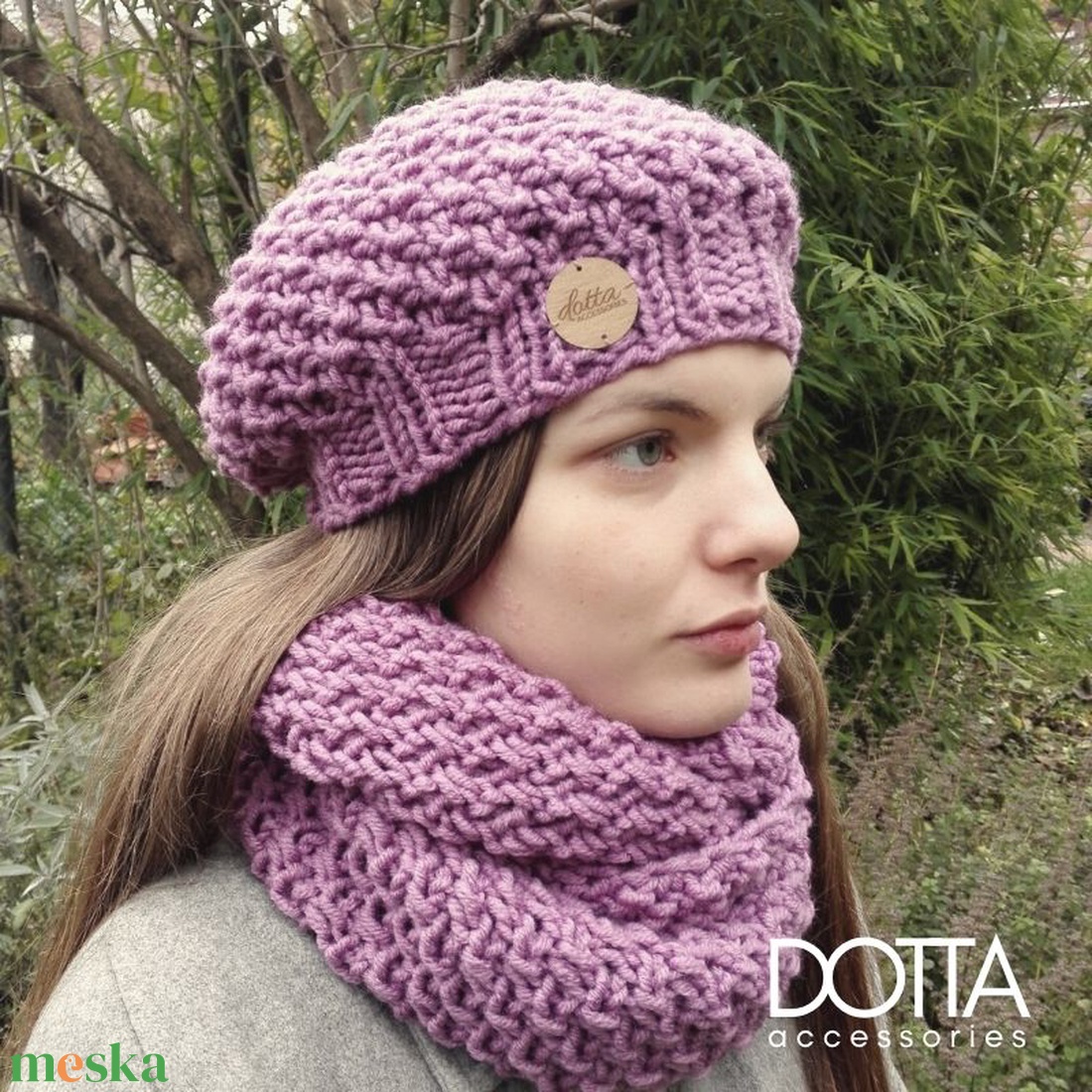 Gyapjús kötött szett női sapka sállal - vastag meleg téli fonalból - Rendelésre - ruha & divat - sál, sapka, kendő - sapka & sál szett - Meska.hu