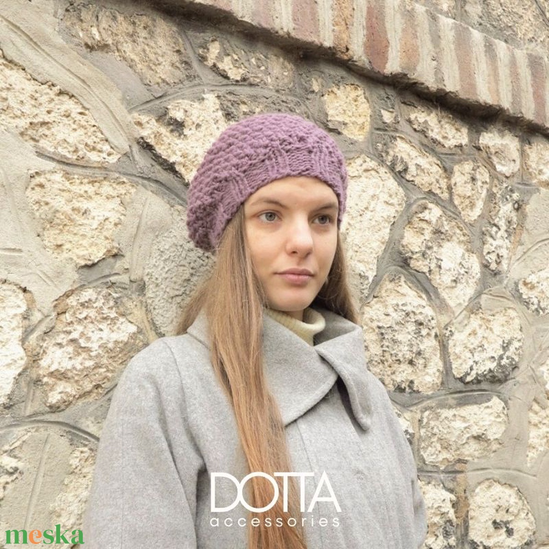 Alpaka gyapjú sapka sál  - lila svájci sapka sál körsál- kötött női téli extra meleg beret barett szett  - ruha & divat - sál, sapka, kendő - sapka & sál szett - Meska.hu
