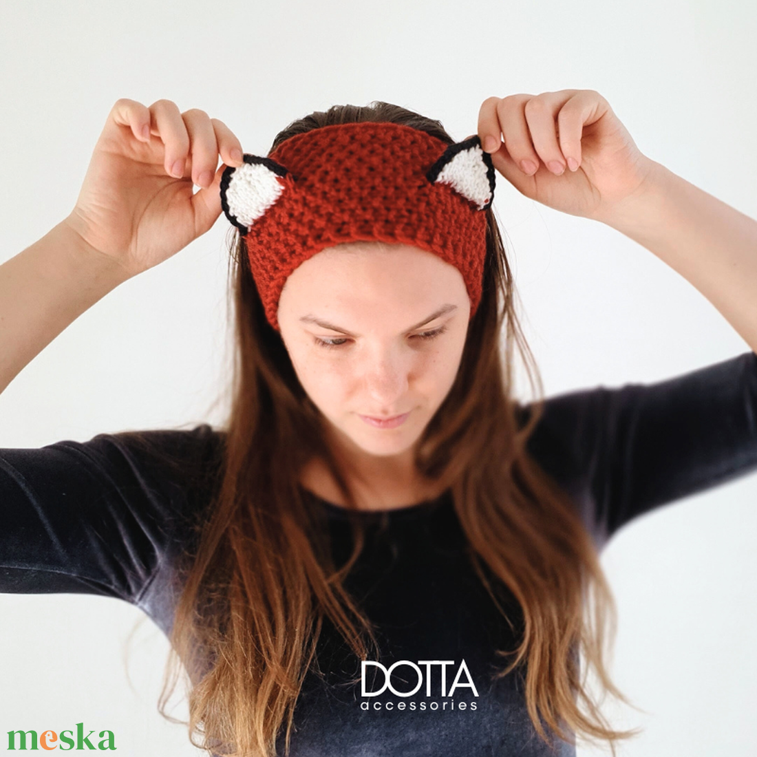 Róka szett - fejpánt és kézmelegítő - füles állatos fülmelegítő - vastag puha meleg gyapjús fonalból - otthon & életmód - dekoráció - halloween - halloweeni jelmez és kiegészítők - Meska.hu