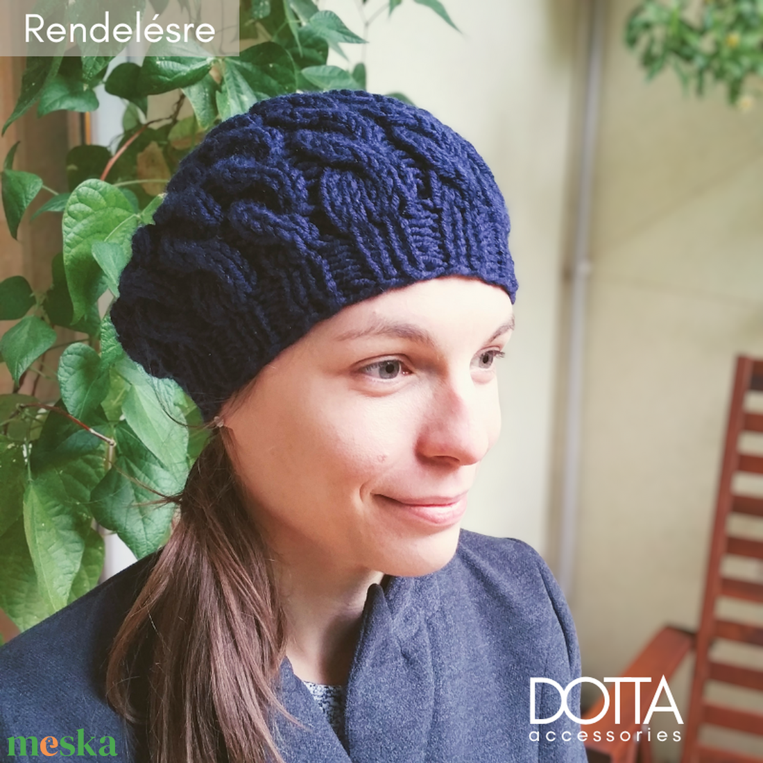 Sötétkék Dotta sapka - vastag meleg puha gyapjús fonalból kötve - csavart mintás női beret, barett - ruha & divat - sál, sapka, kendő - sapka - Meska.hu Sötétkék Dotta sapka - vastag meleg puha gyapjús fonalból kötve - csavart mintás női beret, barett - ruha & divat - sál, sapka, kendő - sapka - Meska.hu