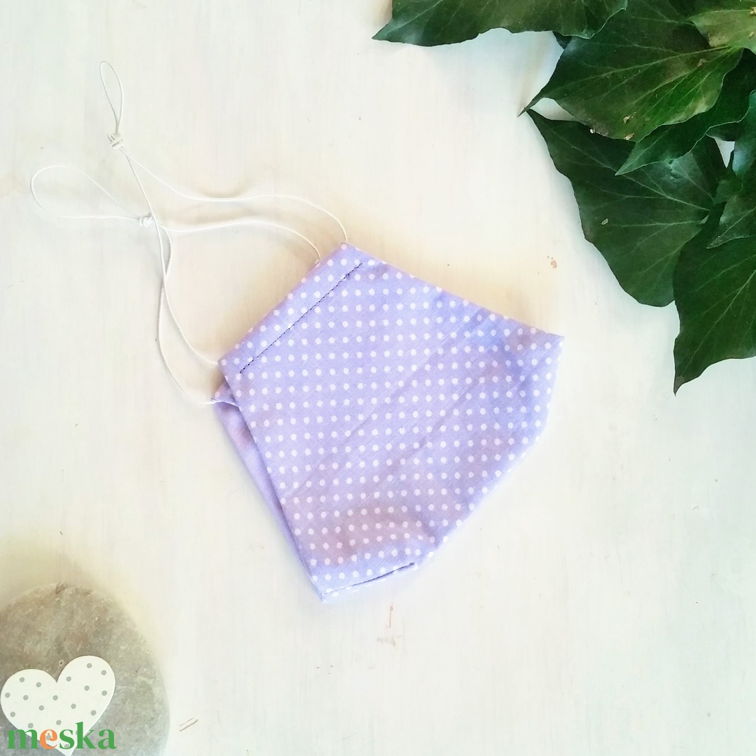 Lila pöttyös maszk - 100% pamut szájmaszk - ruha & divat - maszk, arcmaszk - női - Meska.hu