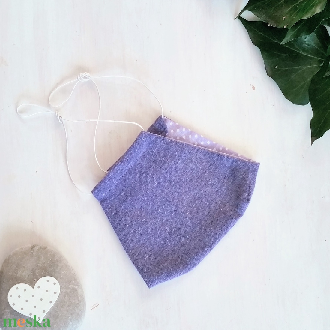 Lila és pettyes maszk - 2 rétegű szájmaszk - 100% pamut arcmaszk - ruha & divat - maszk, arcmaszk - női - Meska.hu